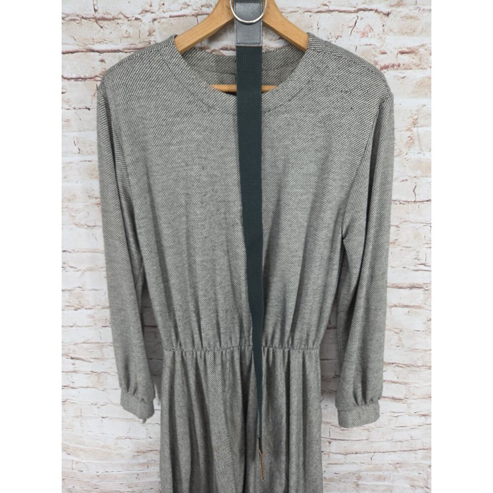 Impromptu Dress Size 10T Black Long Sleeve W Belt Shoulder Pads Tall Pockets